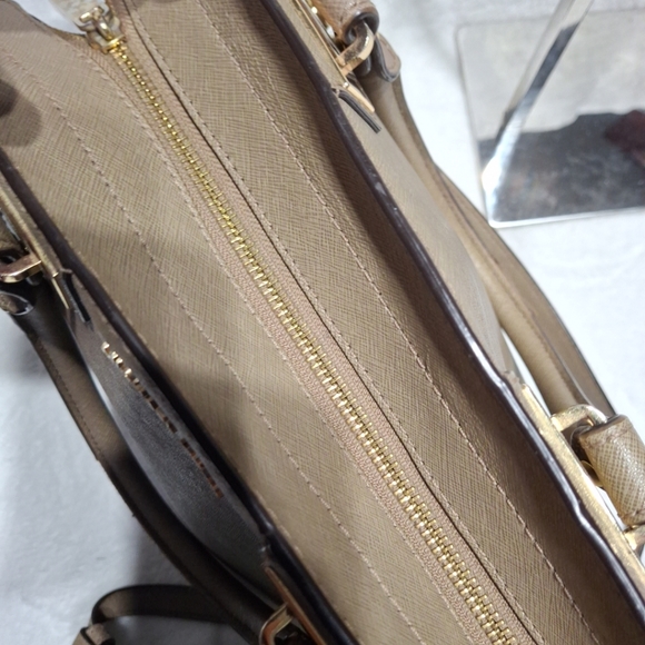 Michael Kors Taupe Satchel with Gold Accents - Picture 9 of 12
